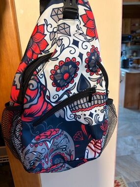 Day of the dead Sling Bag - Red, Black & White